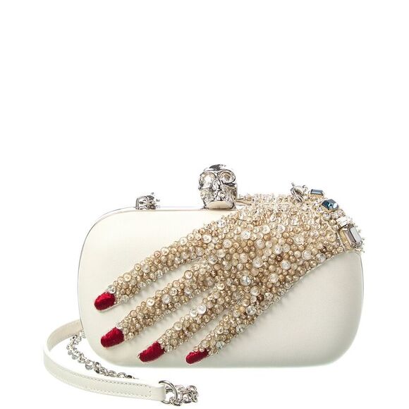 Alexander McQueen Handbags - Alexander Mcqueen Embellished Hand Leather Skull Clutch (Authentic Pre-Loved),